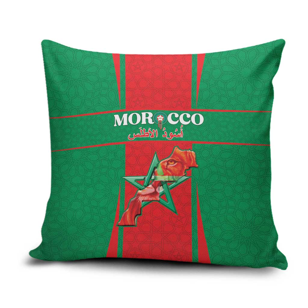 Morocco Football Pillow Cover Go Champions Atlas Lions - Red - Wonder Print Shop