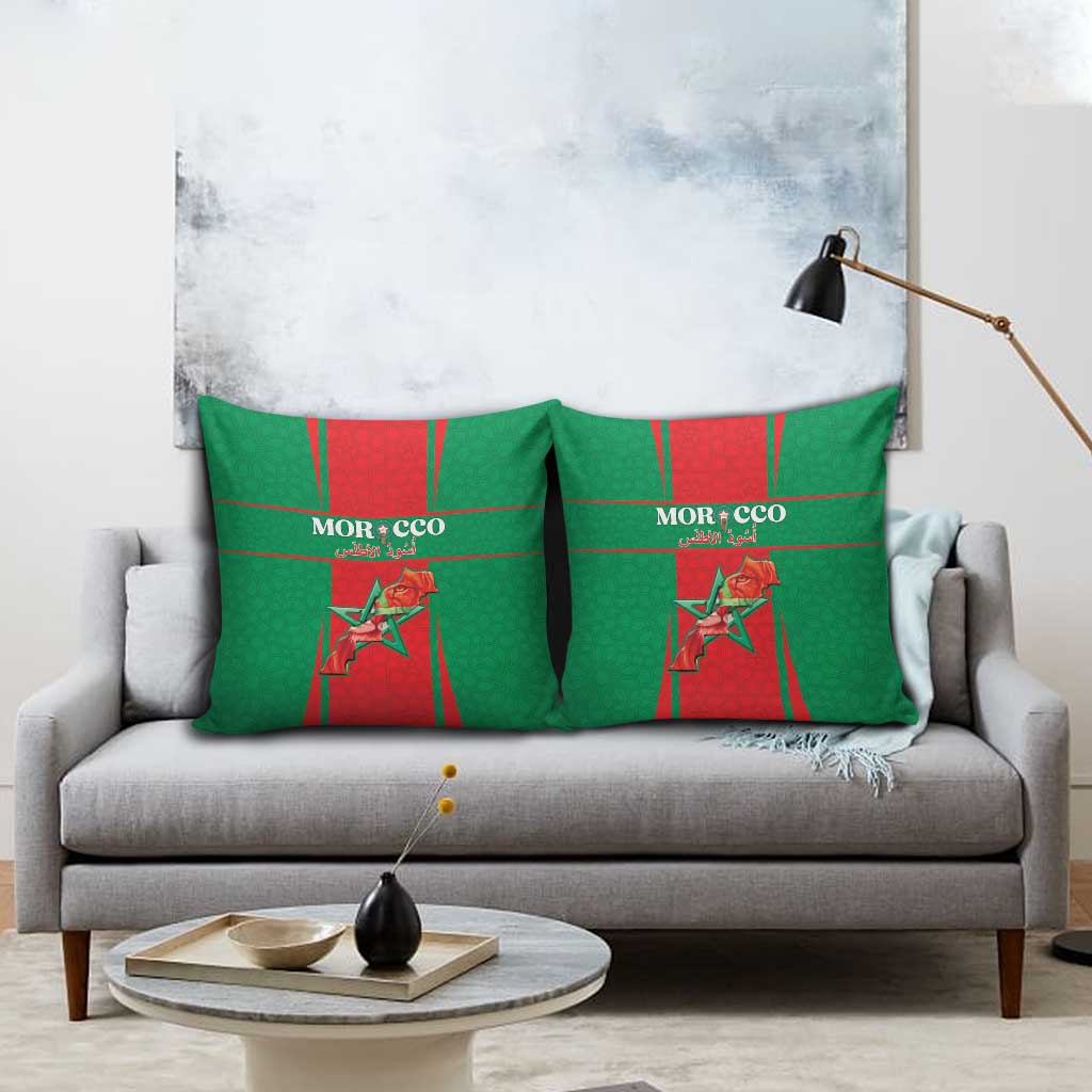 Morocco Football Pillow Cover Go Champions Atlas Lions - Red - Wonder Print Shop