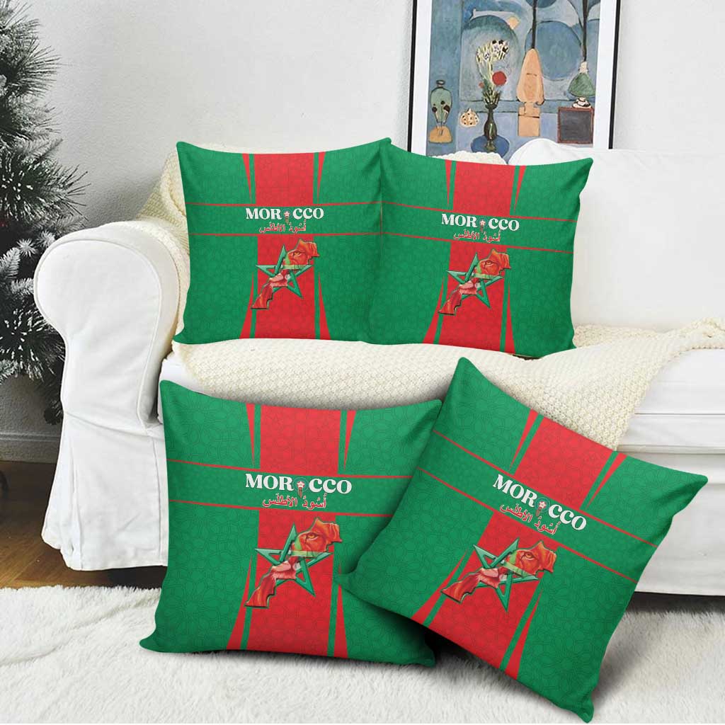 Morocco Football Pillow Cover Go Champions Atlas Lions - Red - Wonder Print Shop