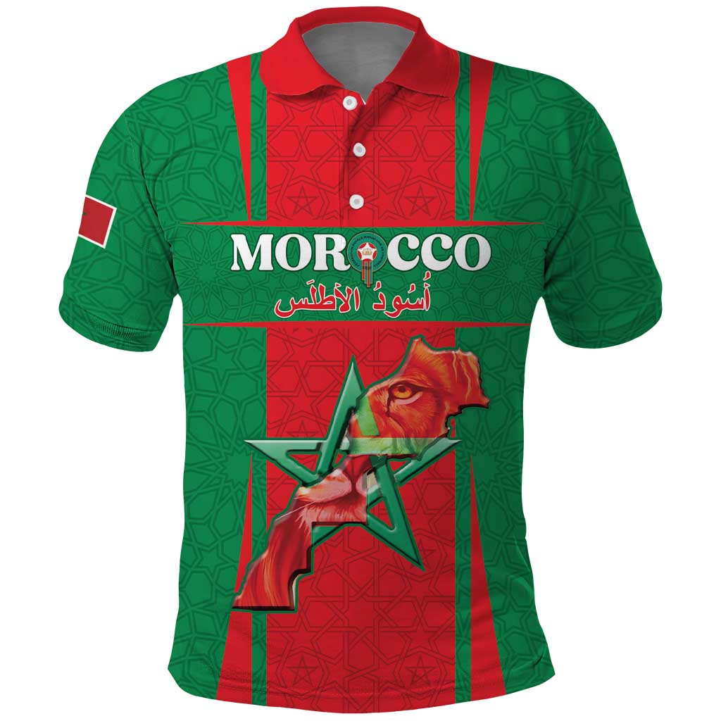 Custom Morocco Football Polo Shirt Go Champions Atlas Lions - Red - Wonder Print Shop