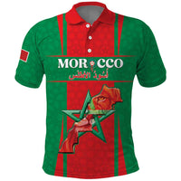 Custom Morocco Football Polo Shirt Go Champions Atlas Lions - Red - Wonder Print Shop