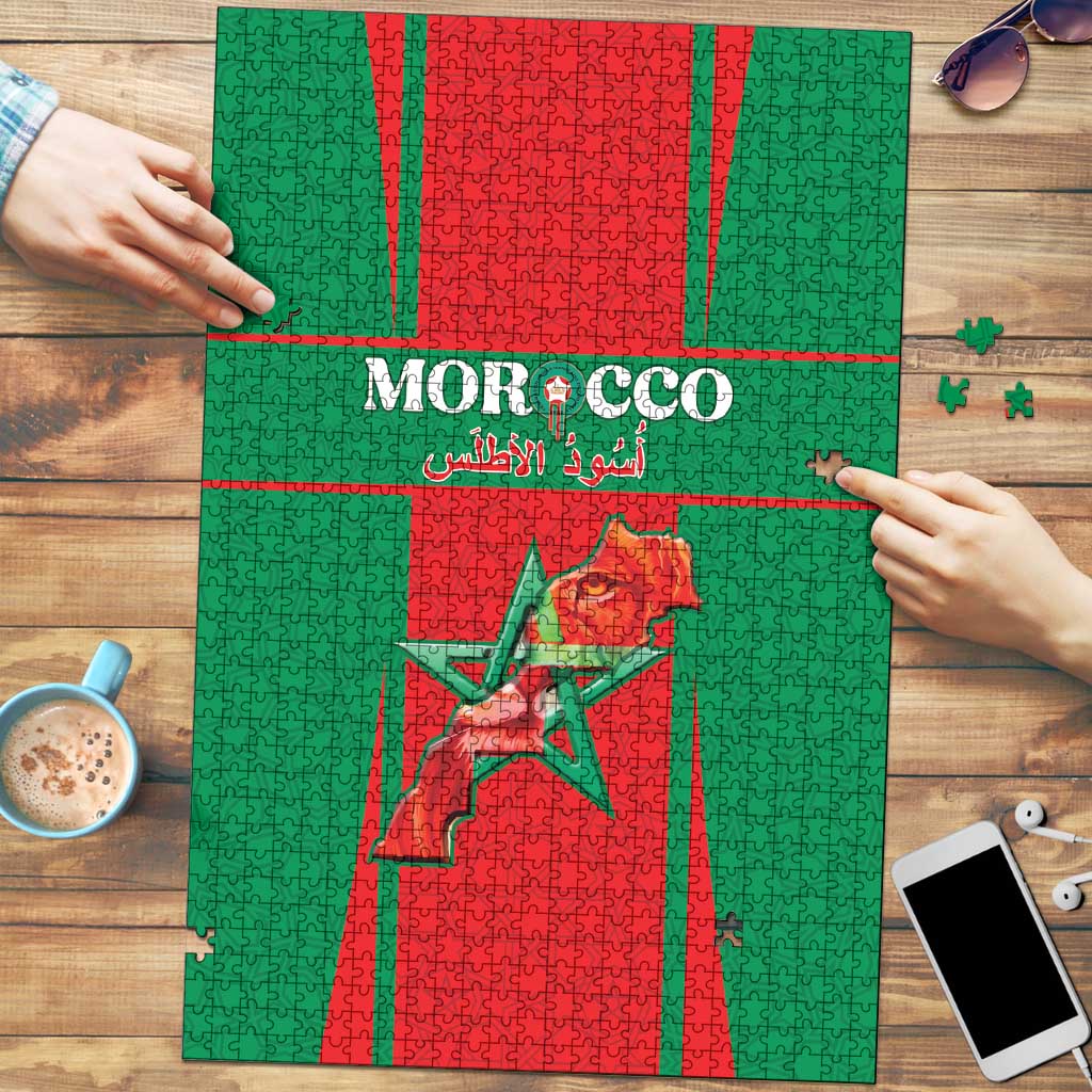 Morocco Football Puzzle Go Champions Atlas Lions - Red - Wonder Print Shop