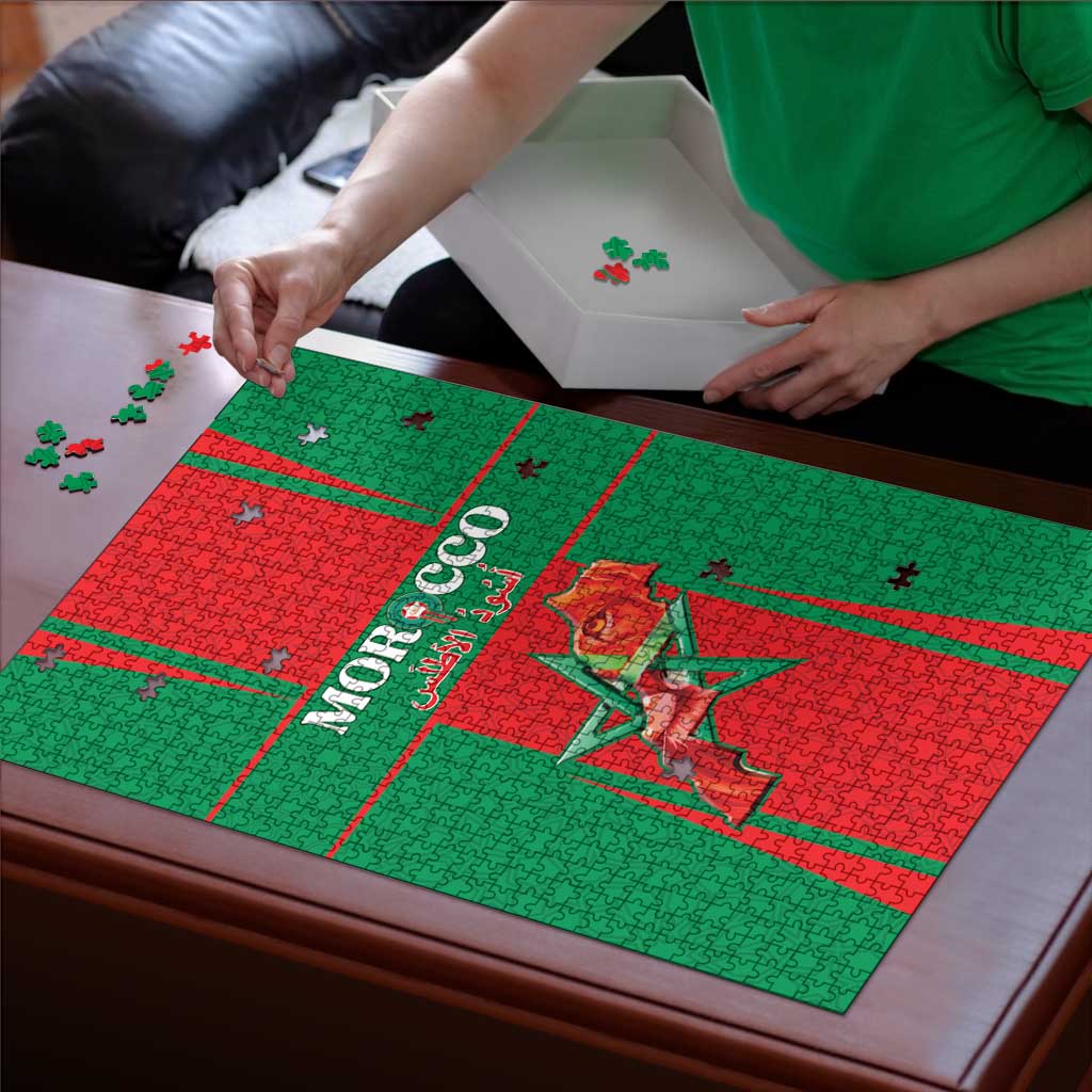 Morocco Football Puzzle Go Champions Atlas Lions - Red - Wonder Print Shop
