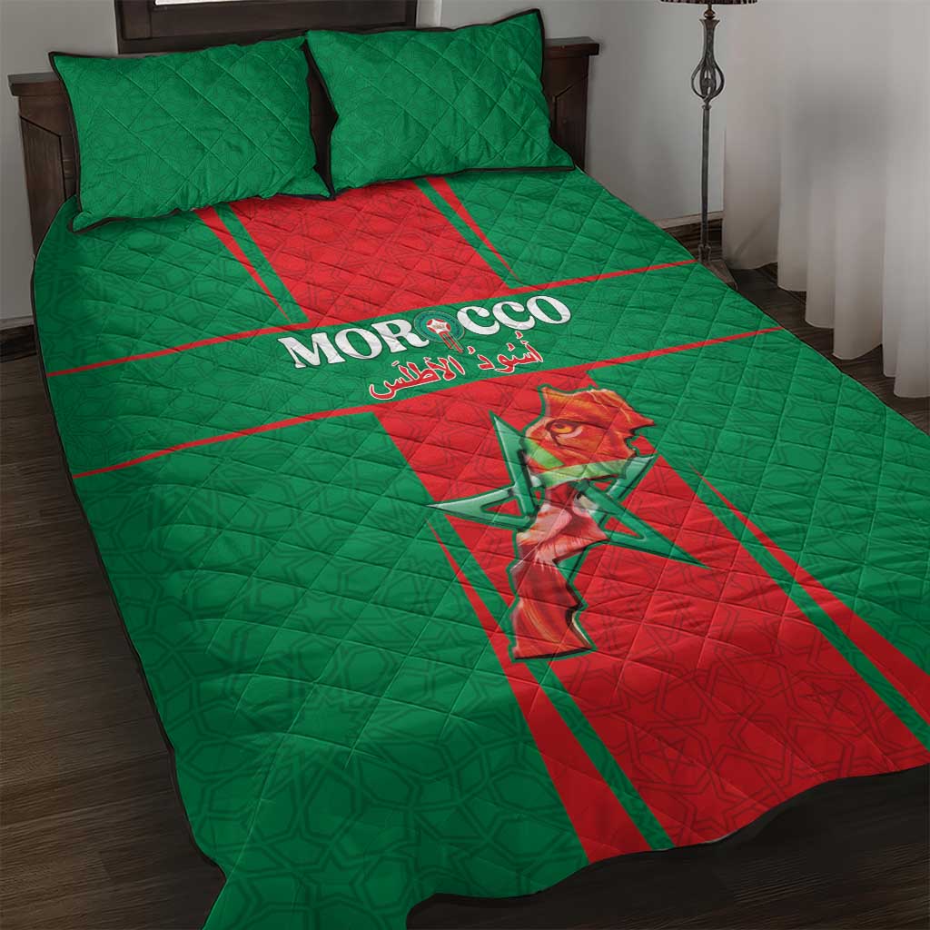 Morocco Football Quilt Bed Set Go Champions Atlas Lions - Red - Wonder Print Shop