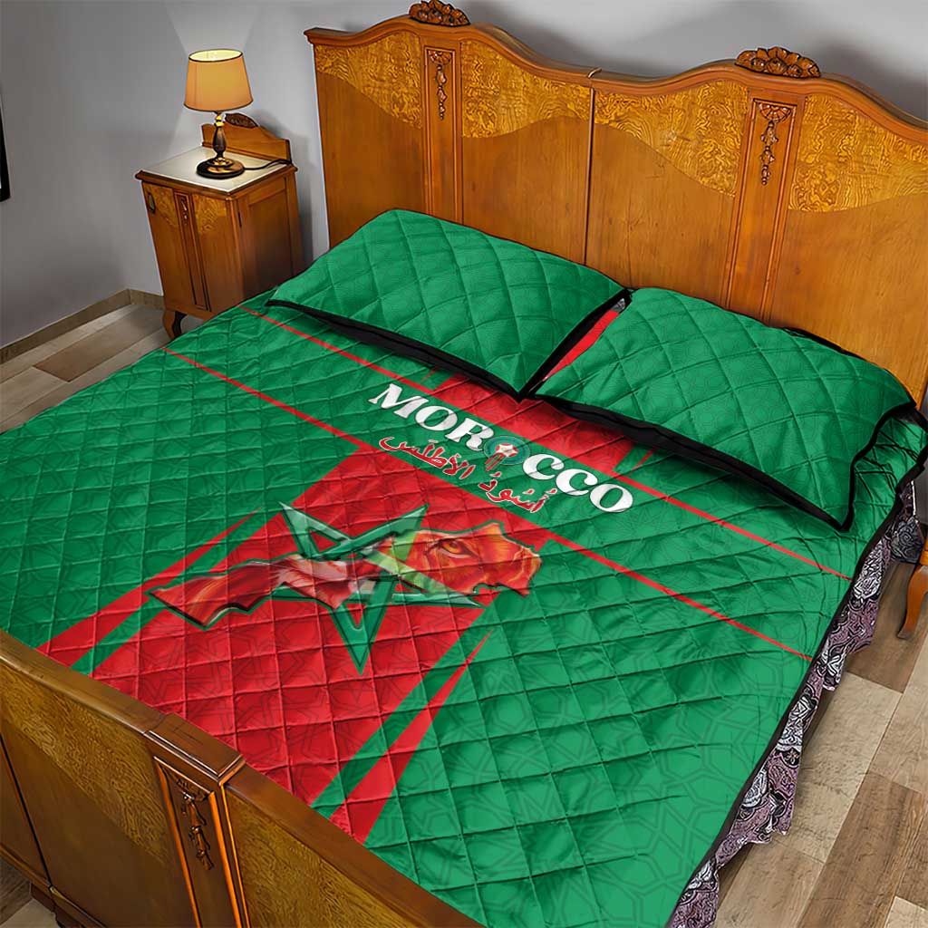 Morocco Football Quilt Bed Set Go Champions Atlas Lions - Red - Wonder Print Shop