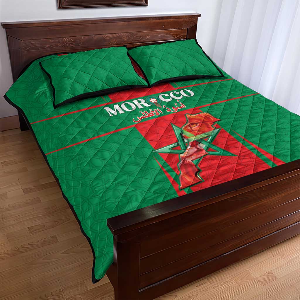 Morocco Football Quilt Bed Set Go Champions Atlas Lions - Red - Wonder Print Shop