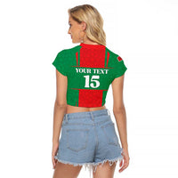 Custom Morocco Football Raglan Cropped T Shirt Go Champions Atlas Lions - Red - Wonder Print Shop