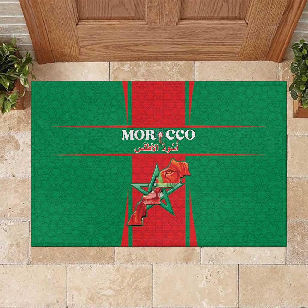 Morocco Football Rubber Doormat Go Champions Atlas Lions - Red - Wonder Print Shop