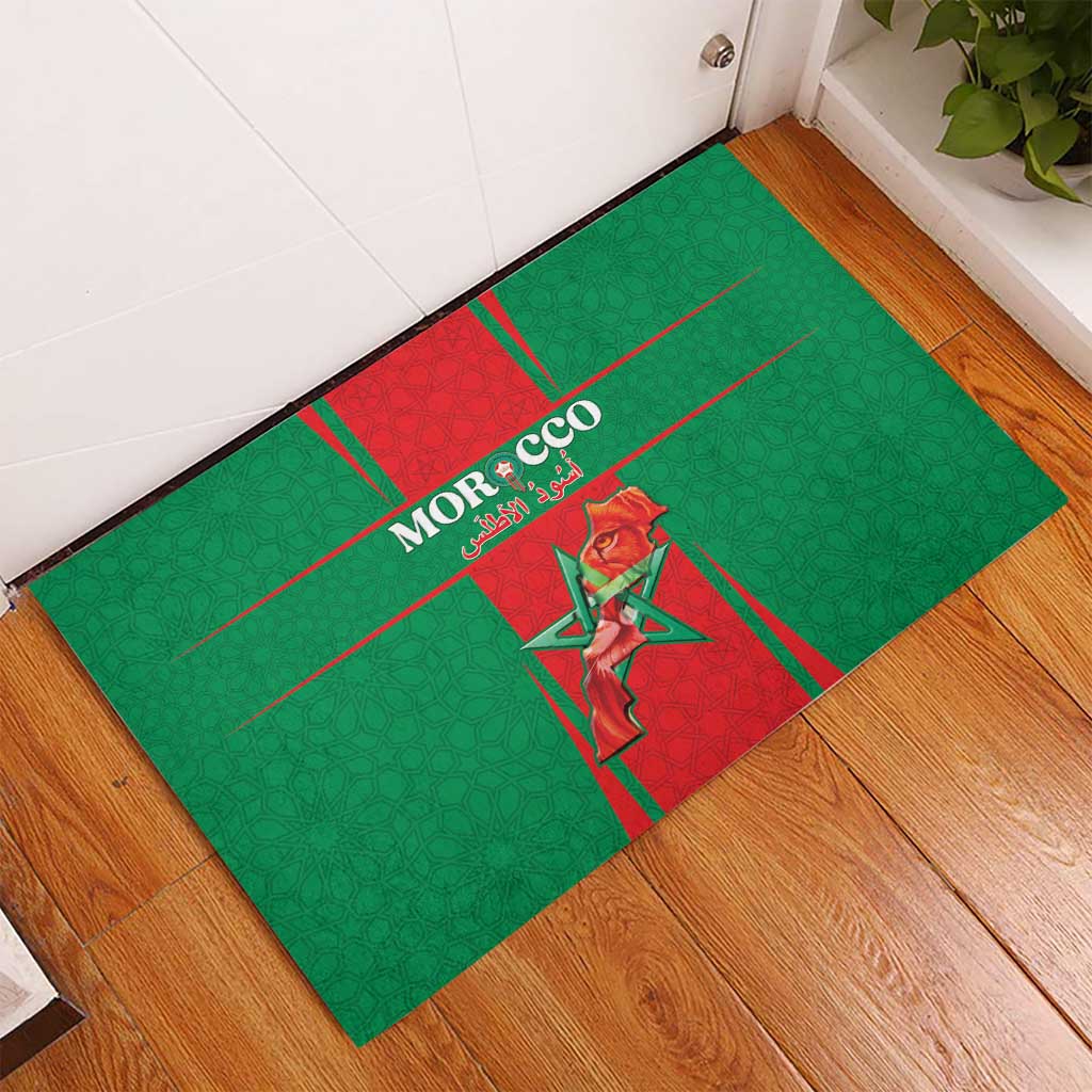 Morocco Football Rubber Doormat Go Champions Atlas Lions - Red - Wonder Print Shop