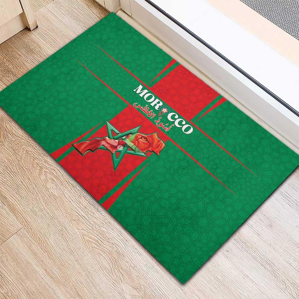 Morocco Football Rubber Doormat Go Champions Atlas Lions - Red - Wonder Print Shop