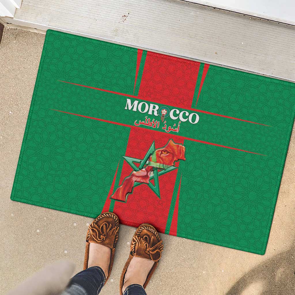 Morocco Football Rubber Doormat Go Champions Atlas Lions - Red - Wonder Print Shop