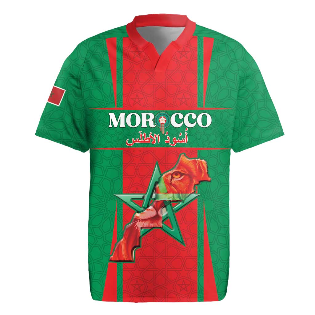 Custom Morocco Football Rugby Jersey Go Champions Atlas Lions - Red - Wonder Print Shop
