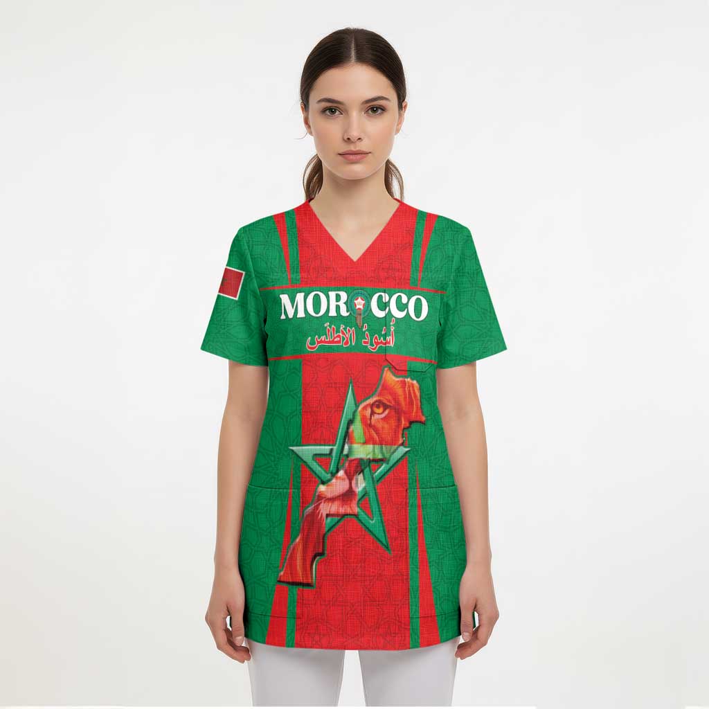 Custom Morocco Football Scrub Top Go Champions Atlas Lions - Red - Wonder Print Shop