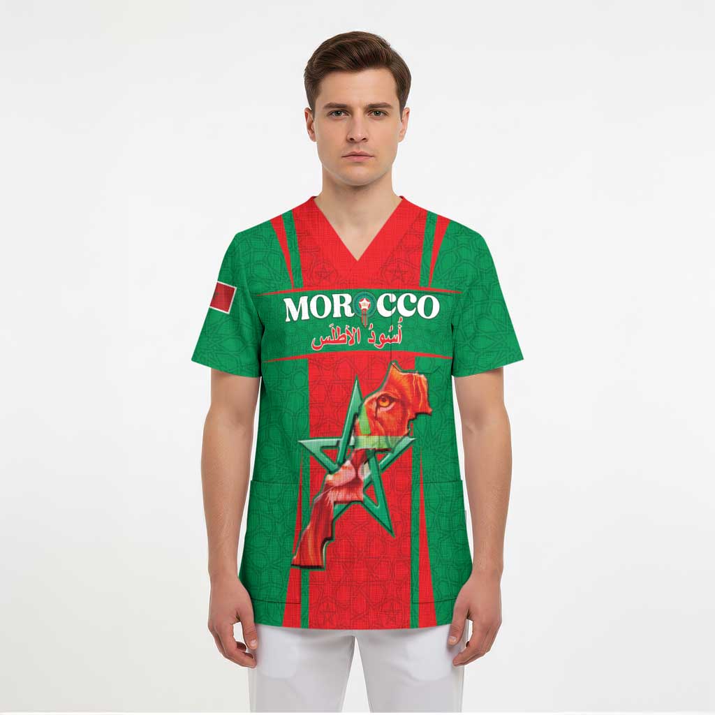 Custom Morocco Football Scrub Top Go Champions Atlas Lions - Red - Wonder Print Shop