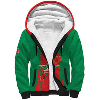 Custom Morocco Football Sherpa Hoodie Go Champions Atlas Lions - Red - Wonder Print Shop