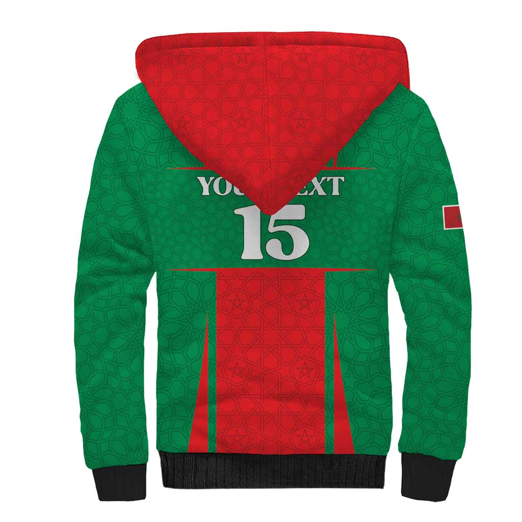 Custom Morocco Football Sherpa Hoodie Go Champions Atlas Lions - Red - Wonder Print Shop