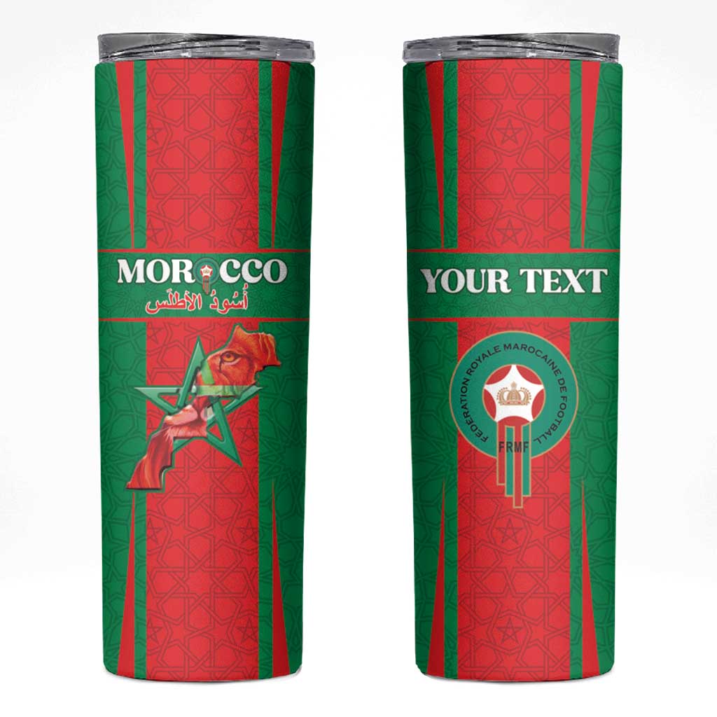 Custom Morocco Football Skinny Tumbler Go Champions Atlas Lions - Red - Wonder Print Shop