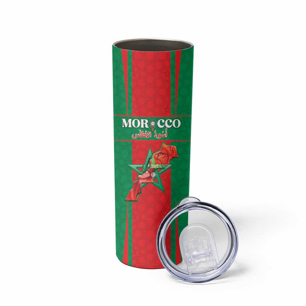 Custom Morocco Football Skinny Tumbler Go Champions Atlas Lions - Red - Wonder Print Shop