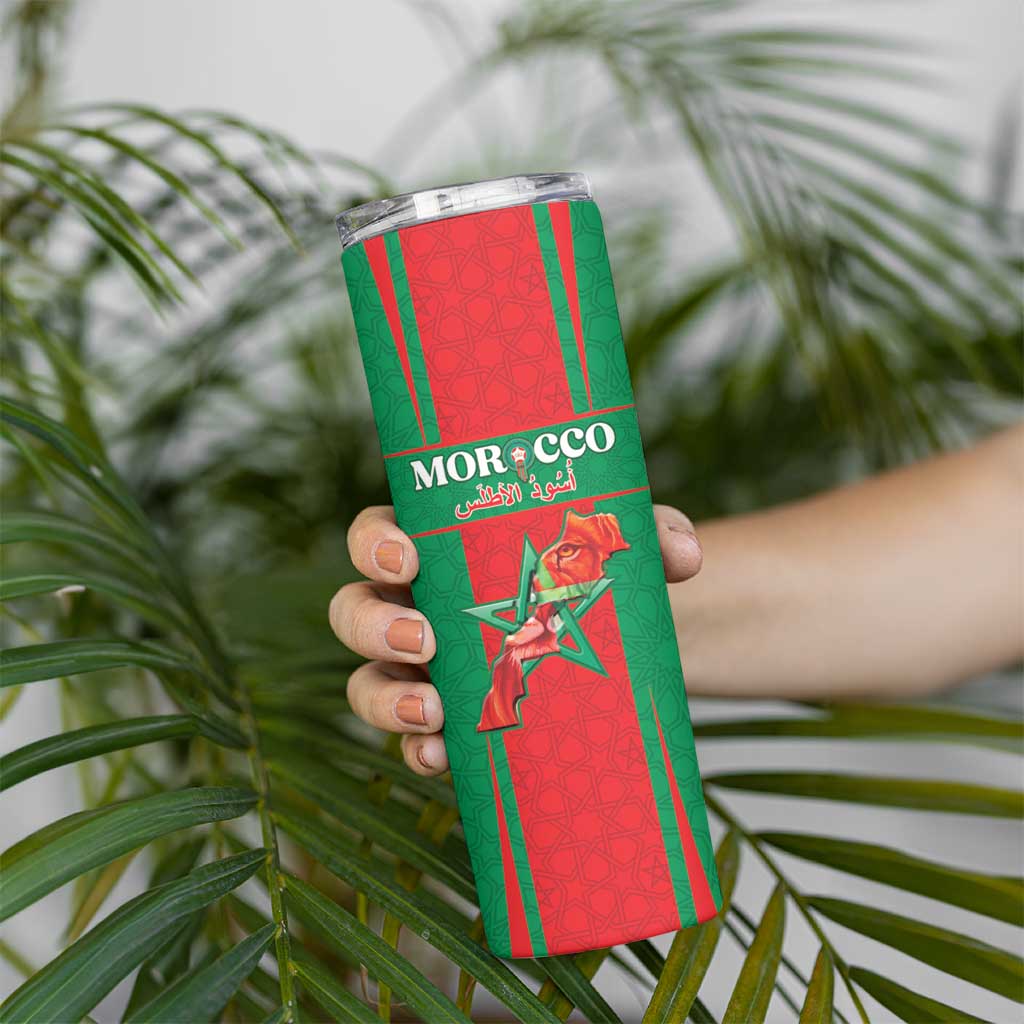 Custom Morocco Football Skinny Tumbler Go Champions Atlas Lions - Red - Wonder Print Shop