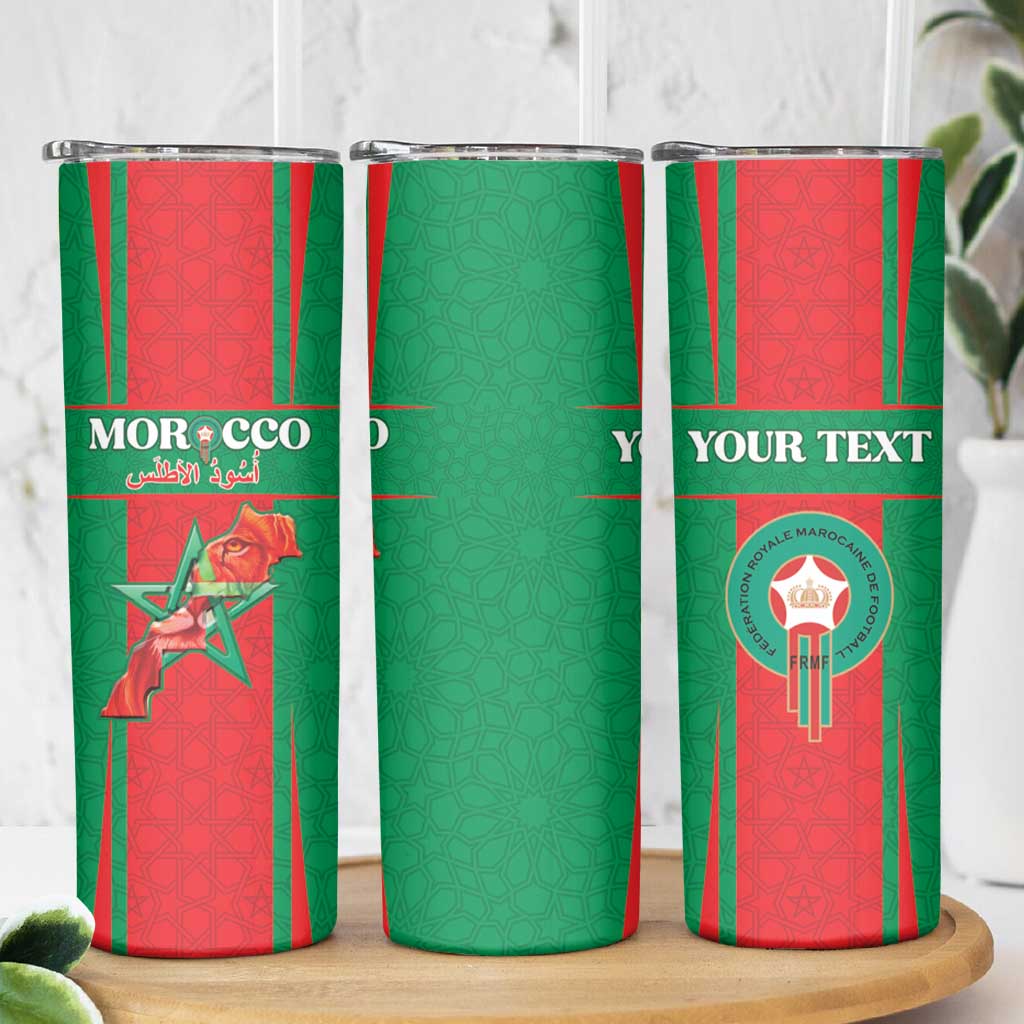 Custom Morocco Football Skinny Tumbler Go Champions Atlas Lions - Red - Wonder Print Shop