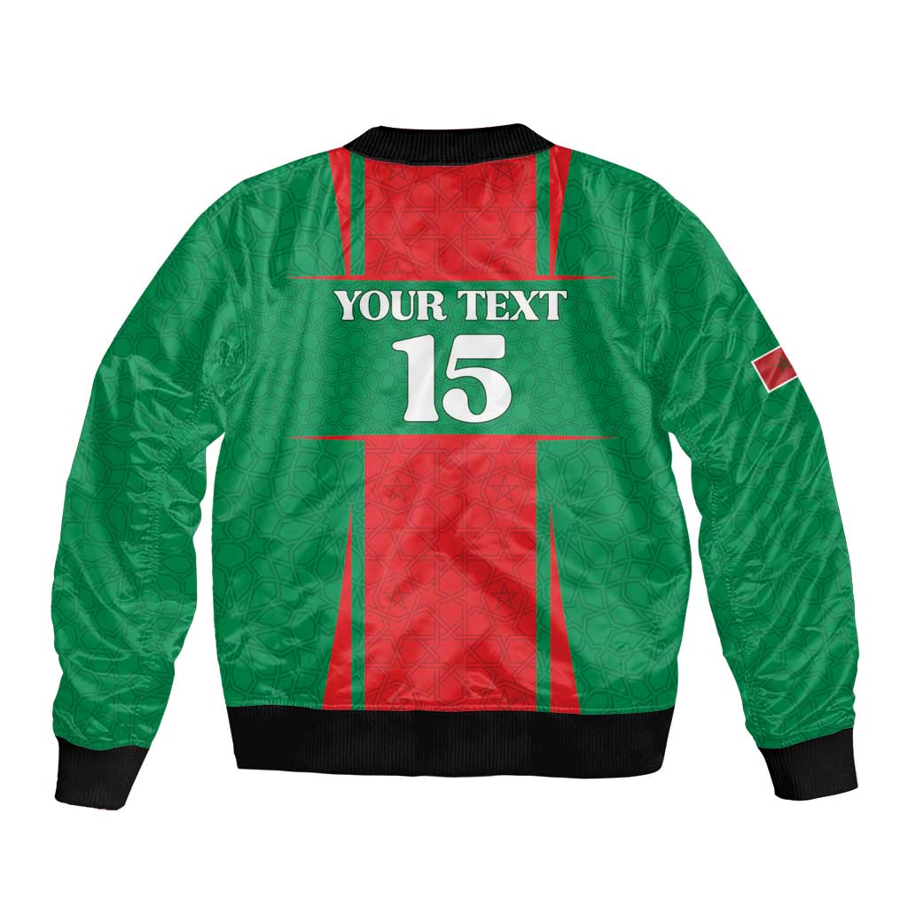 Custom Morocco Football Sleeve Zip Bomber Jacket Go Champions Atlas Lions - Red - Wonder Print Shop