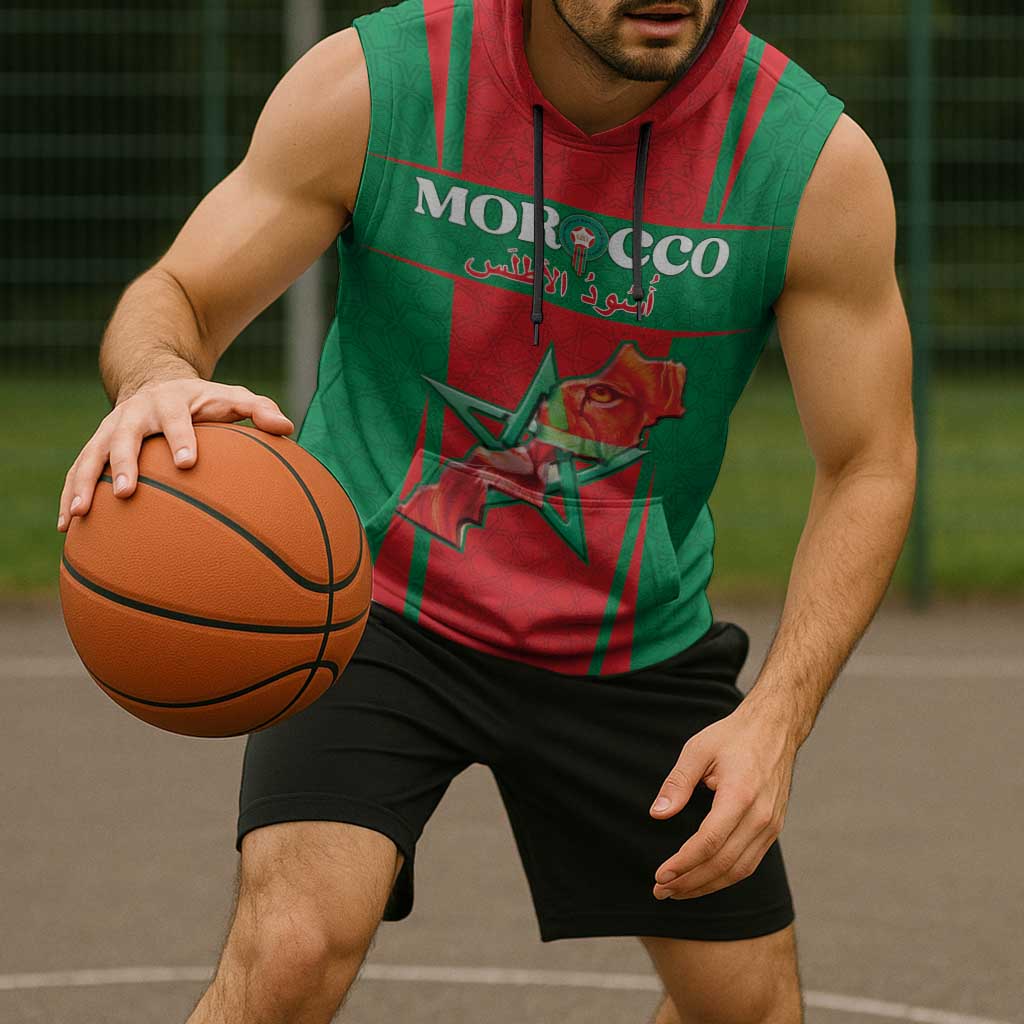 Custom Morocco Football Sleeveless Hoodie Go Champions Atlas Lions - Red - Wonder Print Shop