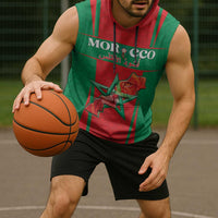 Custom Morocco Football Sleeveless Hoodie Go Champions Atlas Lions - Red - Wonder Print Shop