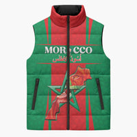 Custom Morocco Football Sleeveless Puffer Jacket Go Champions Atlas Lions - Red - Wonder Print Shop