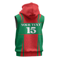Custom Morocco Football Sleeveless Zip Hoodie Go Champions Atlas Lions - Red - Wonder Print Shop