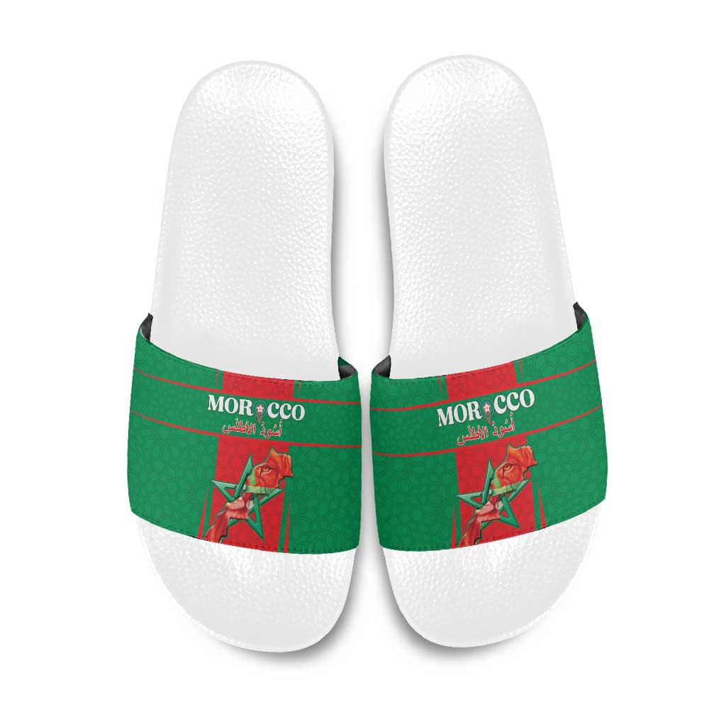 Morocco Football Slide Sandals Go Champions Atlas Lions - Red - Wonder Print Shop
