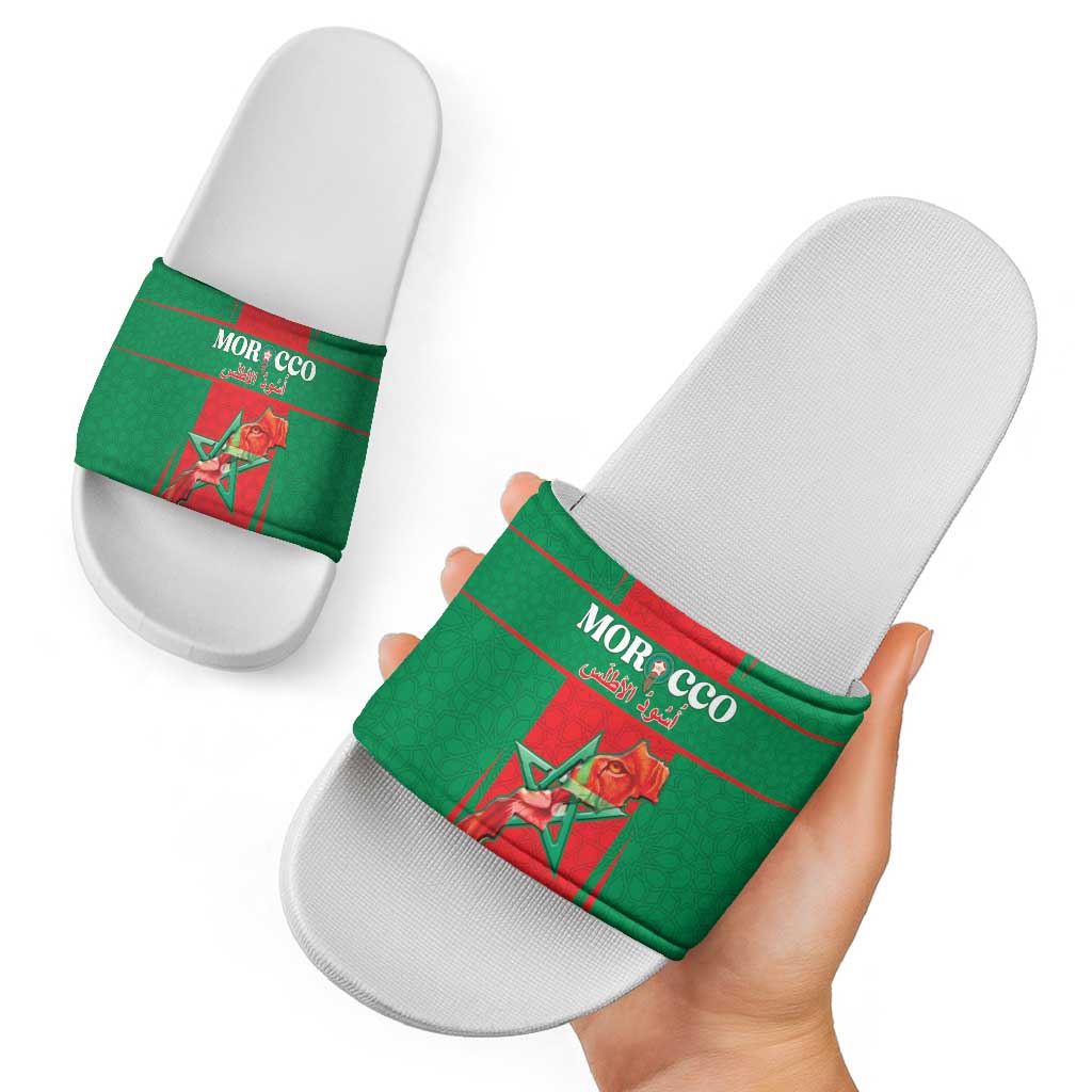Morocco Football Slide Sandals Go Champions Atlas Lions - Red - Wonder Print Shop