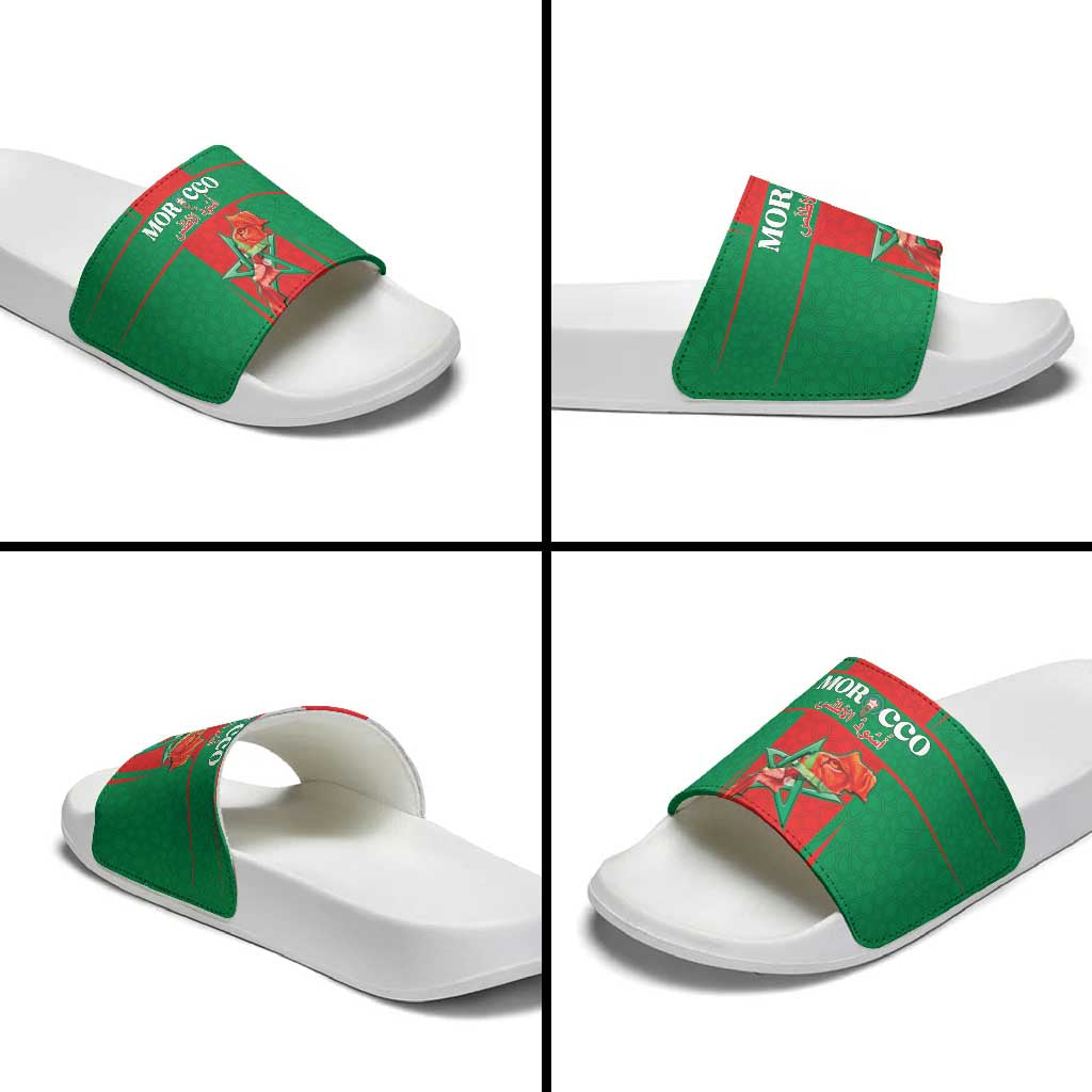 Morocco Football Slide Sandals Go Champions Atlas Lions - Red - Wonder Print Shop
