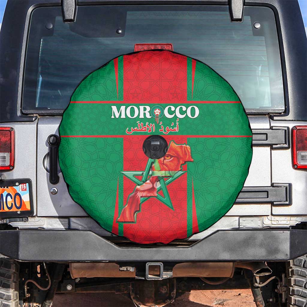 Morocco Football Spare Tire Cover Go Champions Atlas Lions - Red - Wonder Print Shop