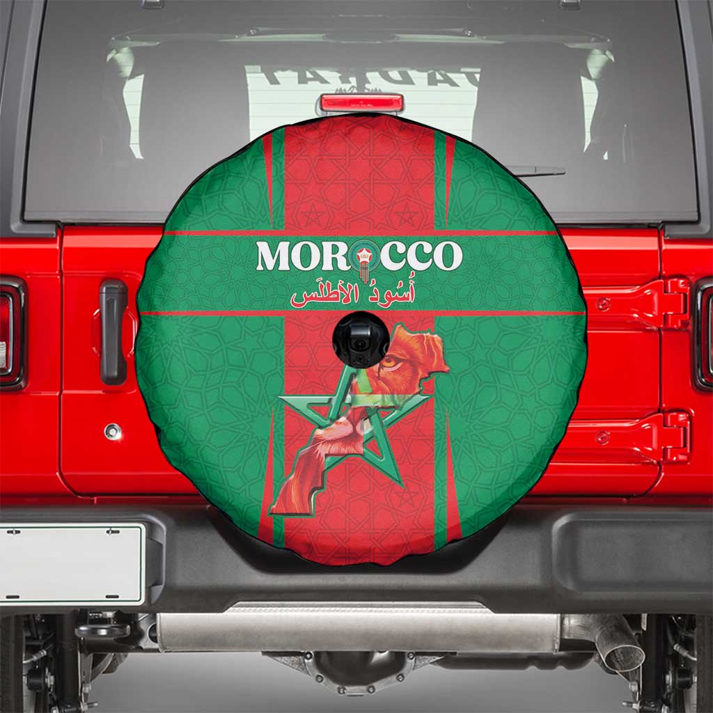 Morocco Football Spare Tire Cover Go Champions Atlas Lions - Red - Wonder Print Shop
