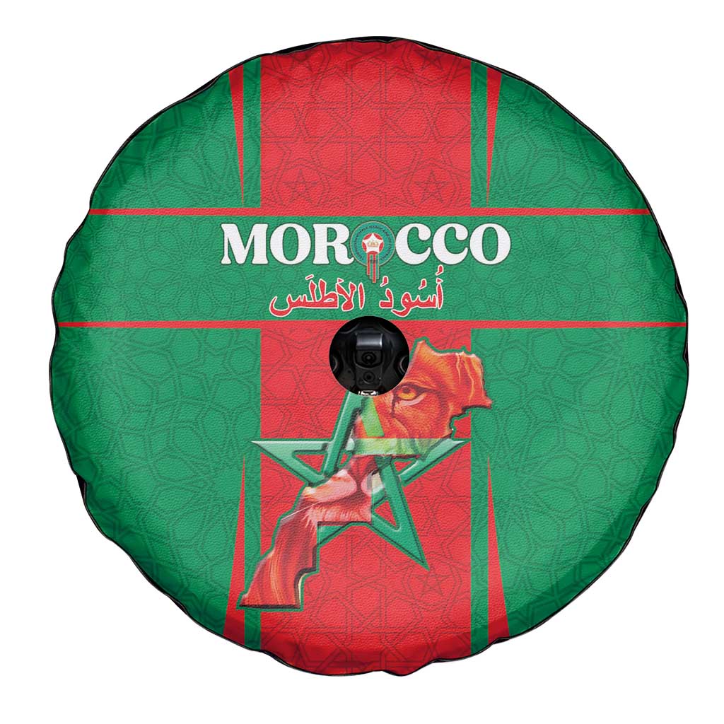 Morocco Football Spare Tire Cover Go Champions Atlas Lions - Red - Wonder Print Shop