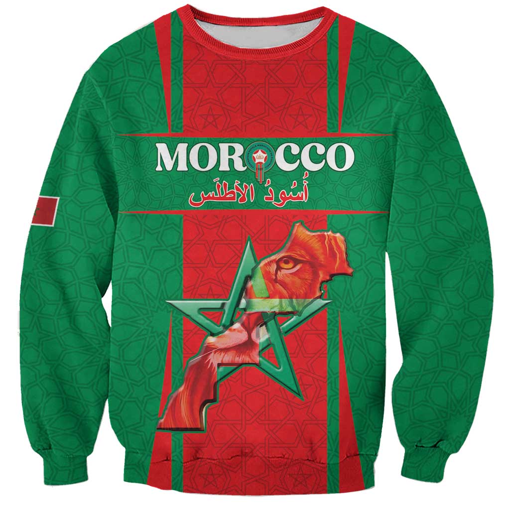 Custom Morocco Football Sweatshirt Go Champions Atlas Lions - Red - Wonder Print Shop