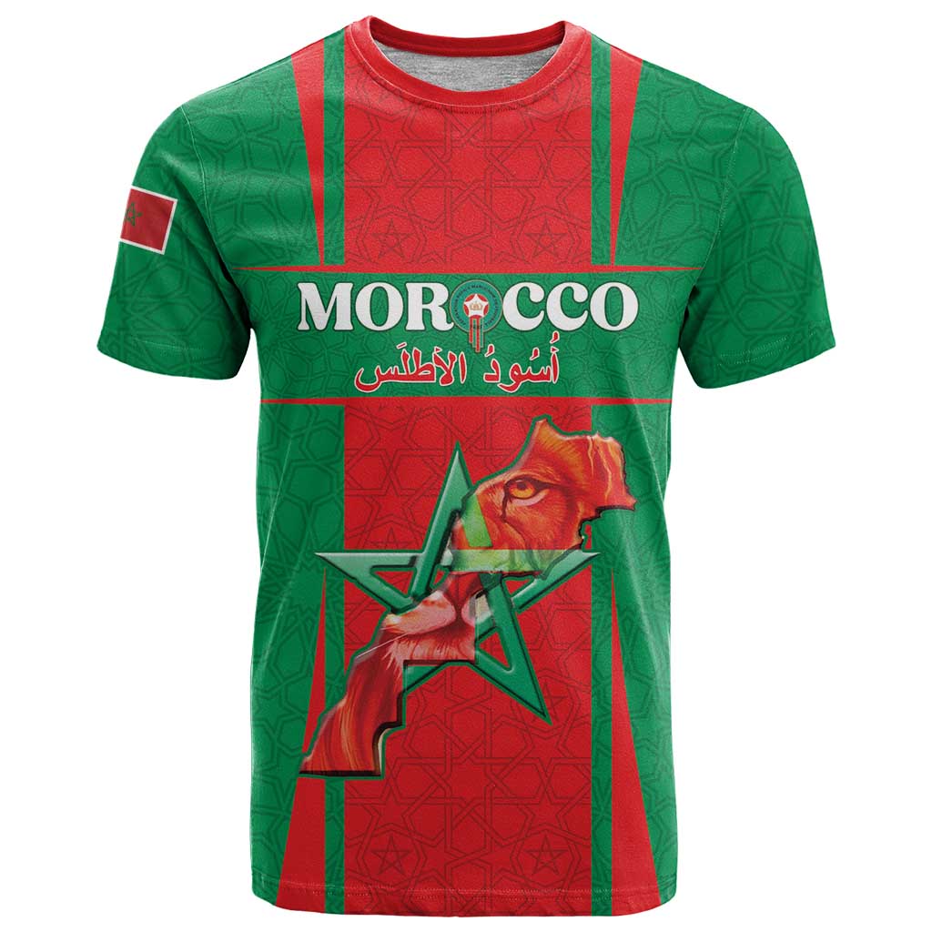 Custom Morocco Football T Shirt Go Champions Atlas Lions - Red - Wonder Print Shop