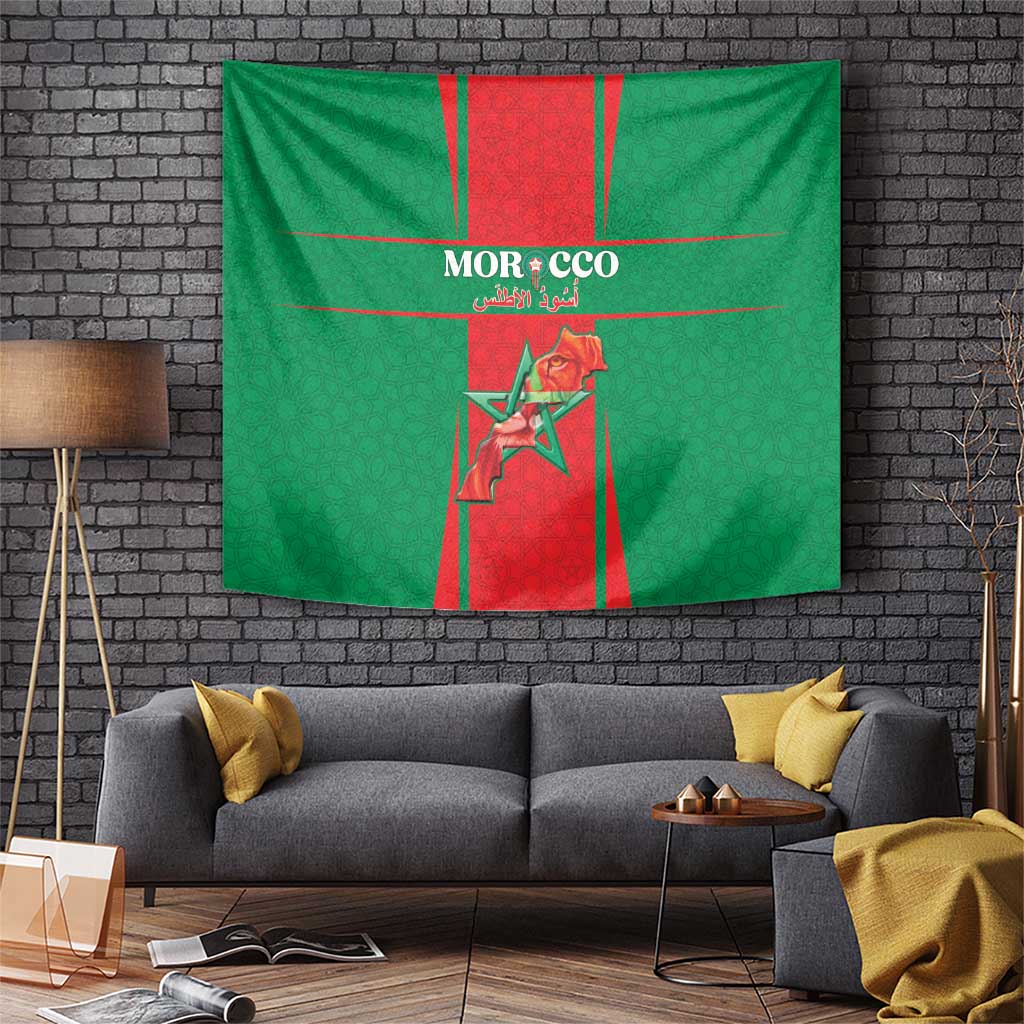 Morocco Football Tapestry Go Champions Atlas Lions - Red - Wonder Print Shop