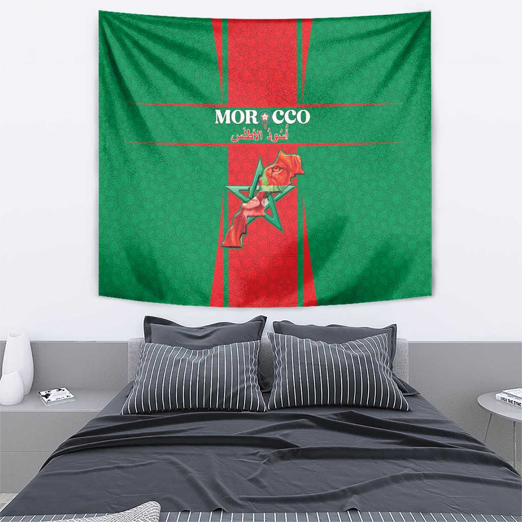 Morocco Football Tapestry Go Champions Atlas Lions - Red - Wonder Print Shop