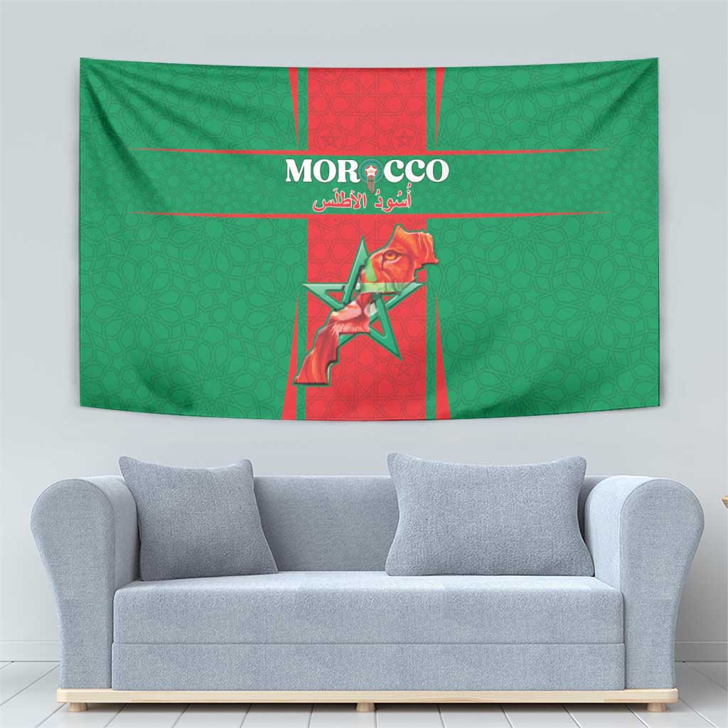 Morocco Football Tapestry Go Champions Atlas Lions - Red - Wonder Print Shop