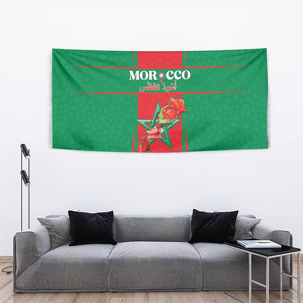 Morocco Football Tapestry Go Champions Atlas Lions - Red - Wonder Print Shop