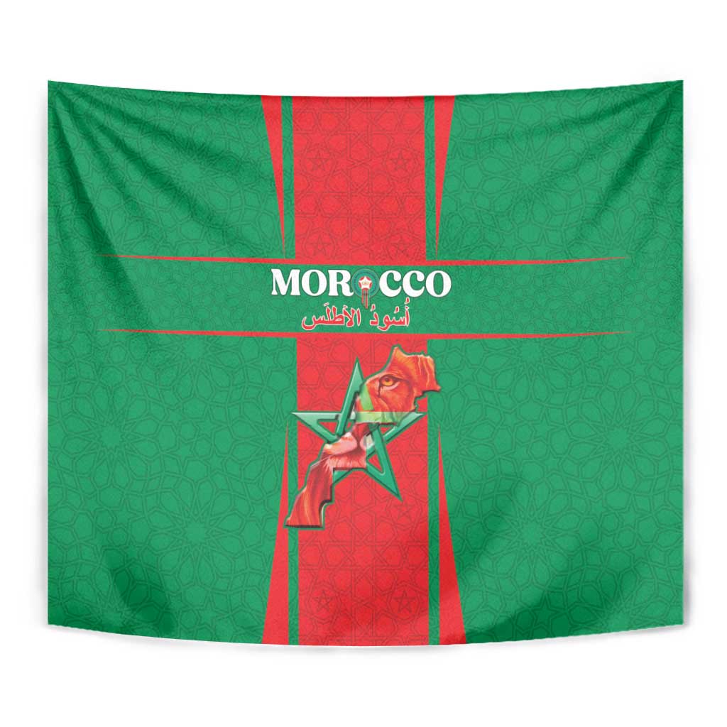 Morocco Football Tapestry Go Champions Atlas Lions - Red - Wonder Print Shop