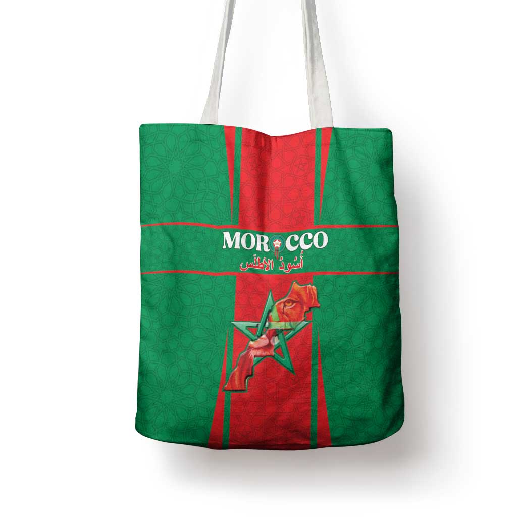 Morocco Football Tote Bag Go Champions Atlas Lions - Red - Wonder Print Shop