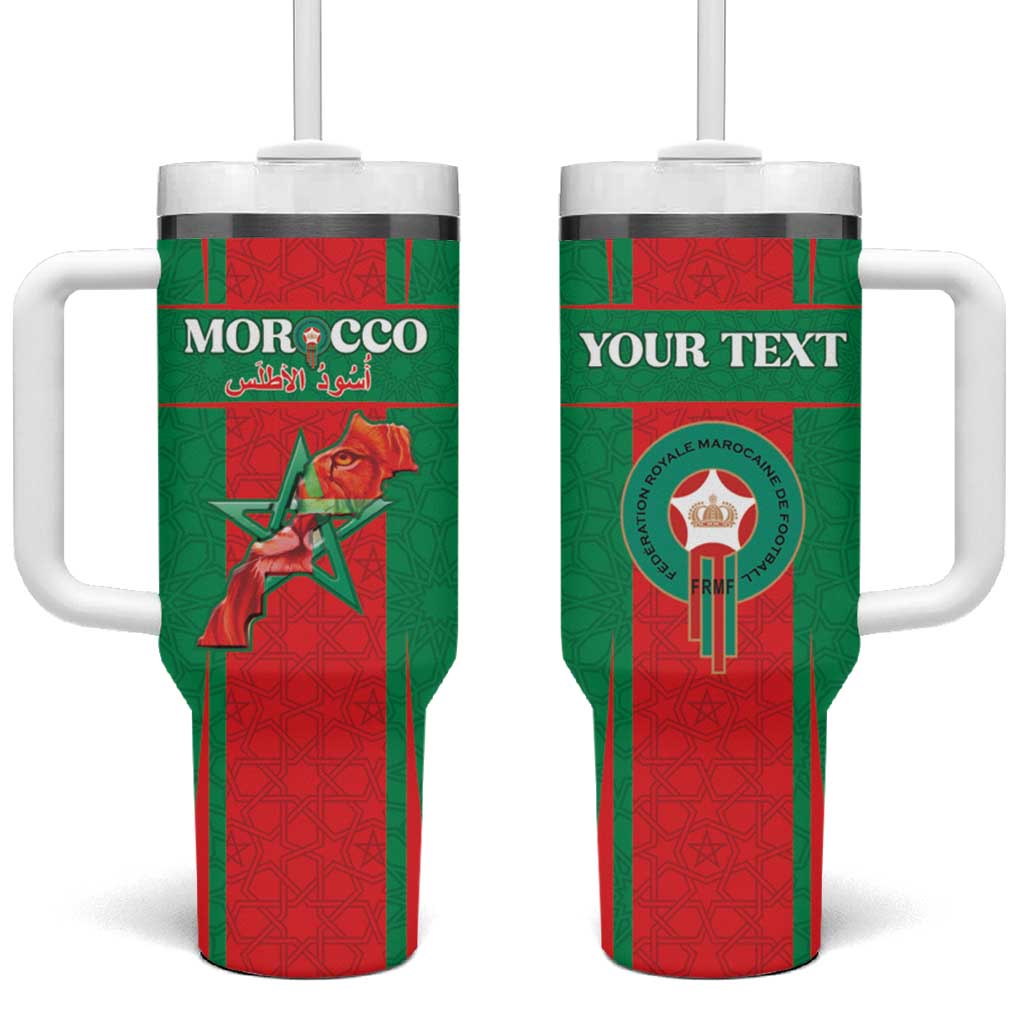 Custom Morocco Football Tumbler With Handle Go Champions Atlas Lions - Red - Wonder Print Shop