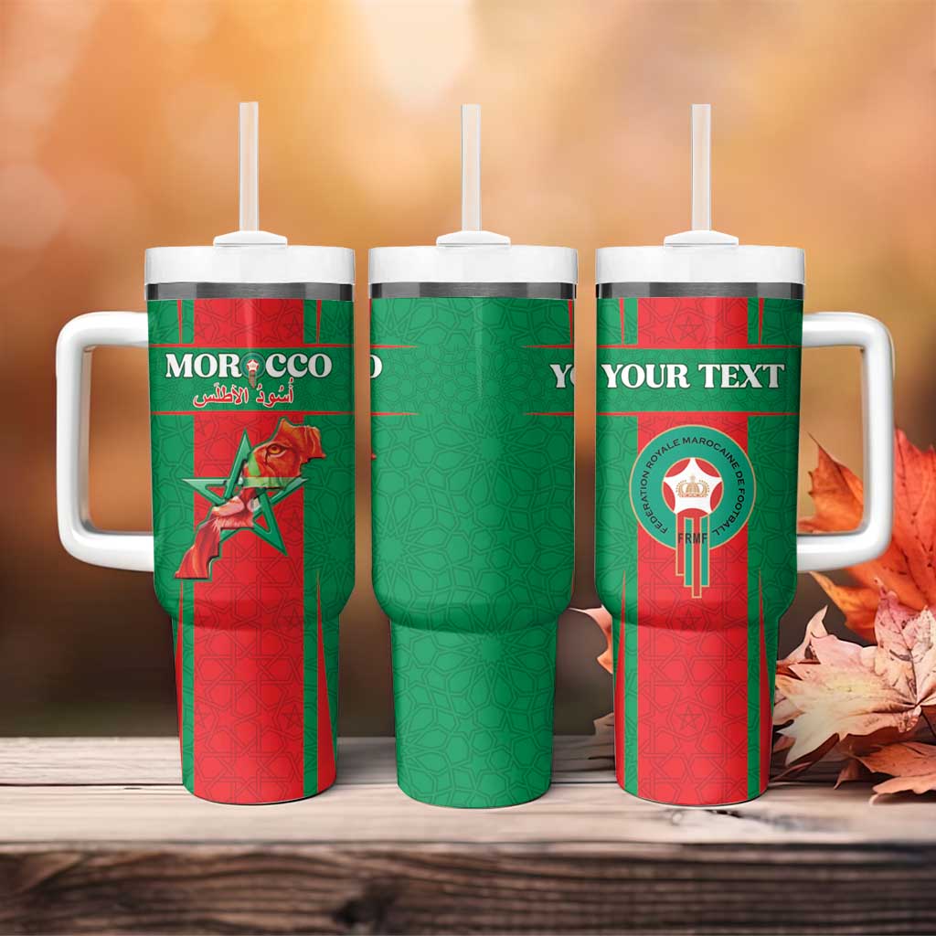 Custom Morocco Football Tumbler With Handle Go Champions Atlas Lions - Red - Wonder Print Shop