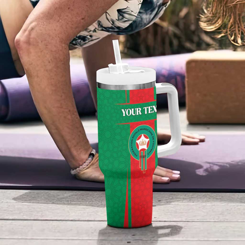 Custom Morocco Football Tumbler With Handle Go Champions Atlas Lions - Red - Wonder Print Shop