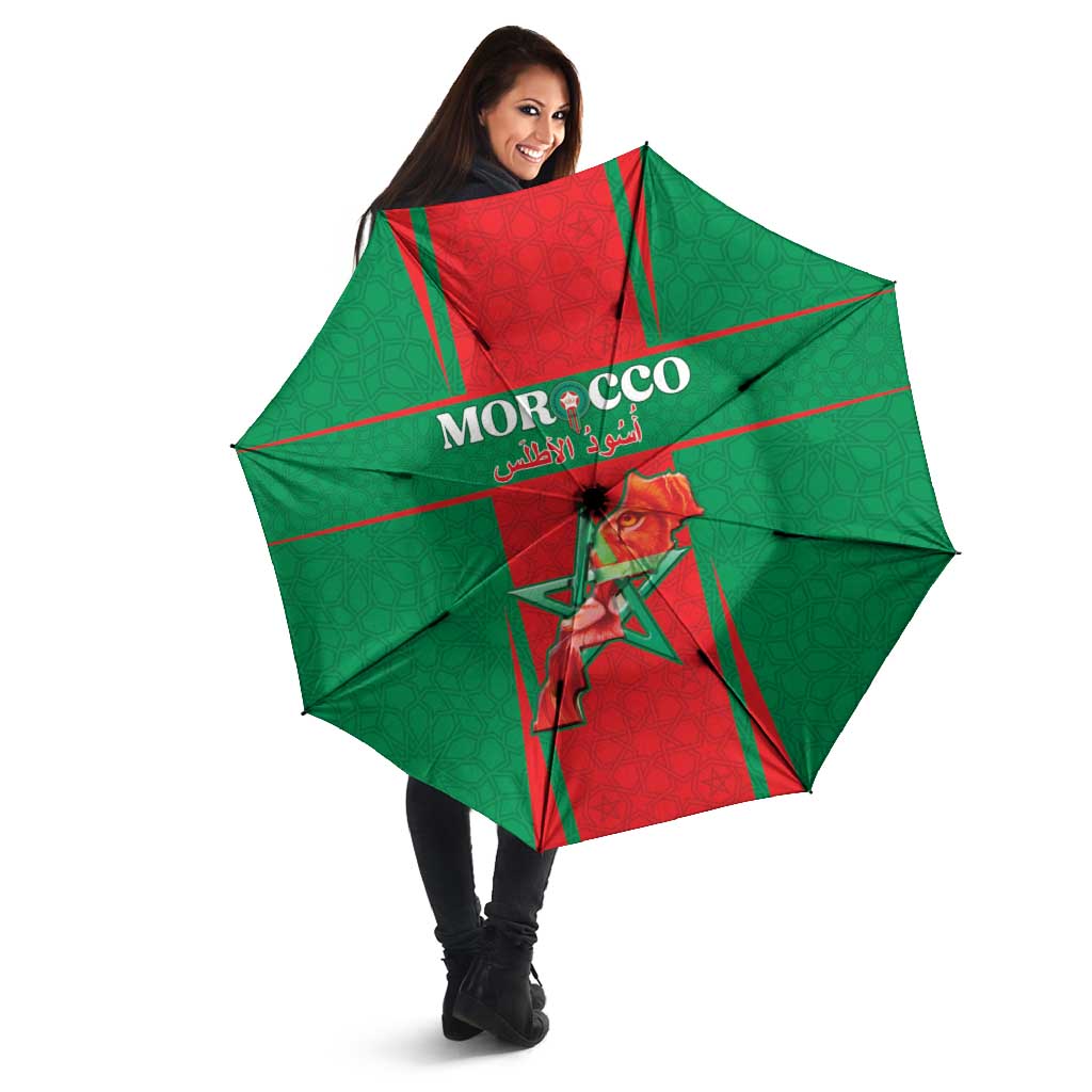 Morocco Football Umbrella Go Champions Atlas Lions - Red - Wonder Print Shop
