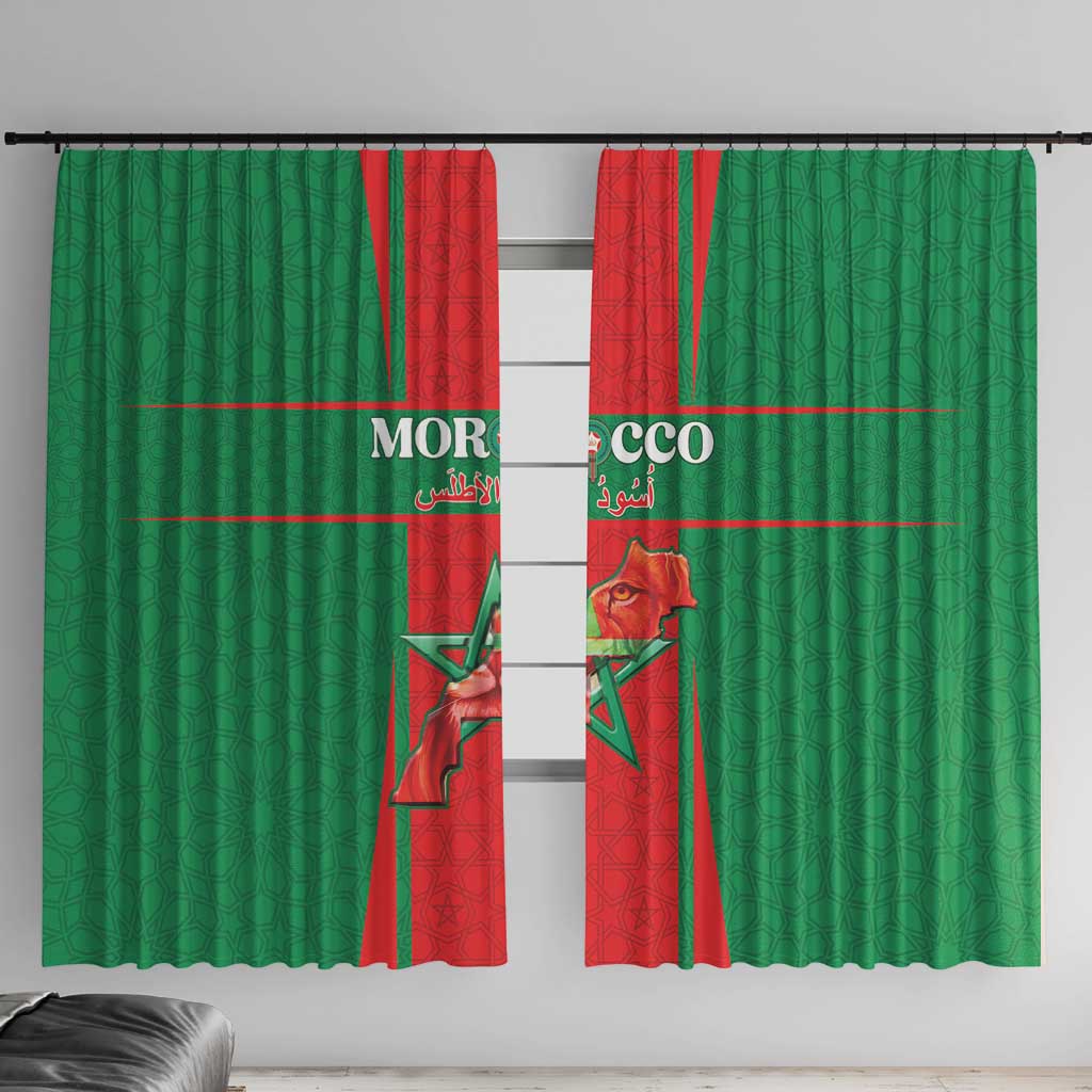 Morocco Football Window Curtain Go Champions Atlas Lions - Red - Wonder Print Shop