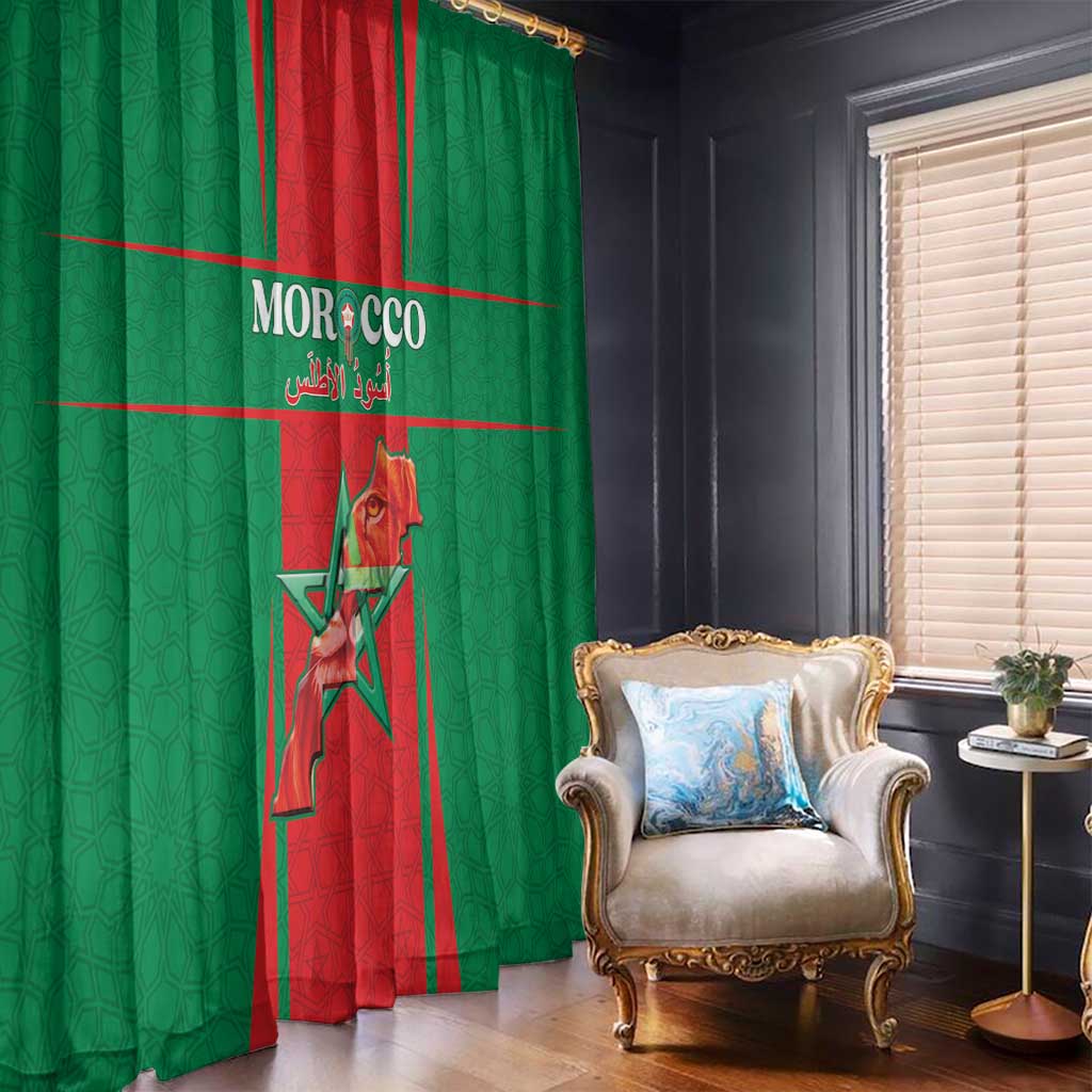 Morocco Football Window Curtain Go Champions Atlas Lions - Red - Wonder Print Shop