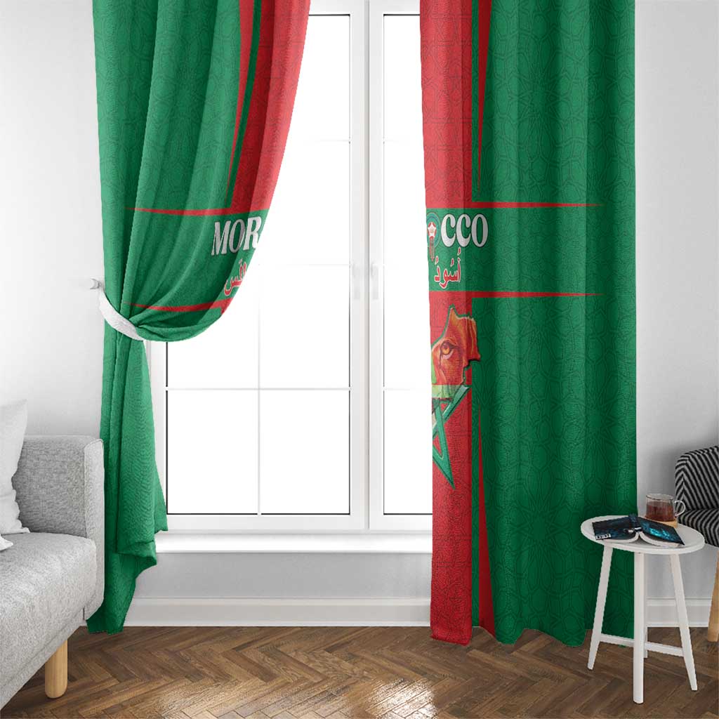 Morocco Football Window Curtain Go Champions Atlas Lions - Red - Wonder Print Shop